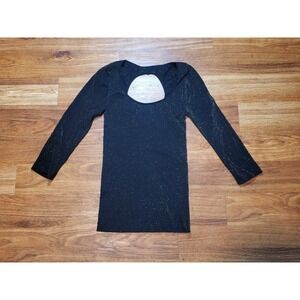 Vtge Bebe Y2K Black Gold Sparkles Tight Sexy Top Size Small USA